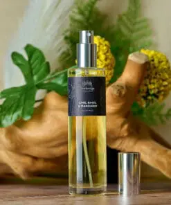 Lime, Basil & Mandarin 100ml room mist in glass bottle with uplifting citrus fragrance