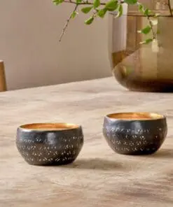Darani Tealights - Black & Antique Brass (Set of 2)