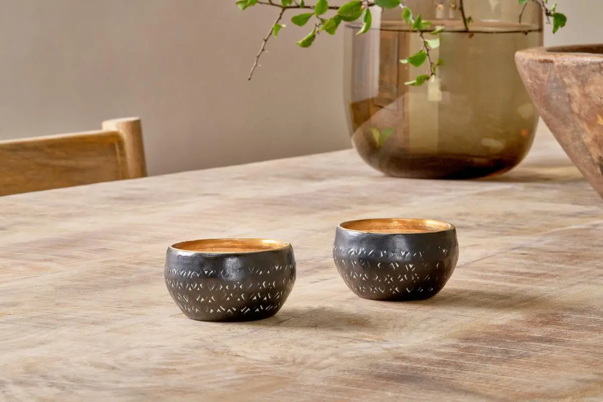 Darani Tealights - Black & Antique Brass (Set of 2)