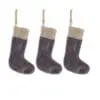 Karru Cotton Velvet Mini Stocking - Charcoal - Set Of 3
