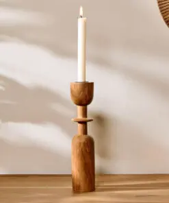 Sibu Acacia Wood Candlestick Holder - Large