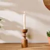 Sibu Acacia Wood Candlestick Holder - Small
