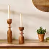 Sibu Acacia Wood Candlestick Holder Collection