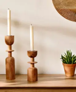 Sibu Acacia Wood Candlestick Holder Collection