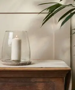 Sikkim Marble And Recycled Glass Lantern - Clear