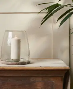 Sikkim Marble And Recycled Glass Lantern - Clear