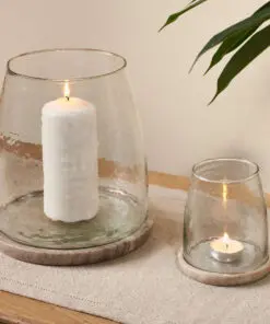 Sikkim Marble And Recycled Glass Lantern - Clear