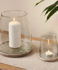 Sikkim Marble And Recycled Glass Lantern - Clear