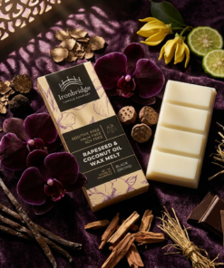 Black Orchid rapeseed and coconut wax melt snap bar with dark floral and woody fragrance notes