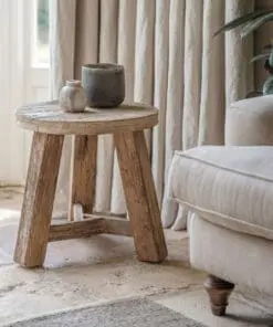 Ibo Reclaimed Wood Round Side Table - Natural