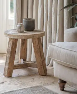 Ibo Reclaimed Wood Round Side Table - Natural