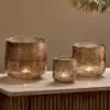 Konara Glass Tealight Holder - Copper Smoke