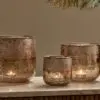 Konara Glass Tealight Holder - Copper Smoke
