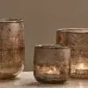 Konara Glass Tealight Holder - Copper Smoke
