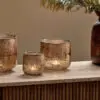 Konara Glass Tealight Holder - Copper Smoke