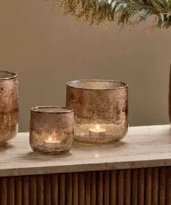 Konara Glass Tealight Holder - Copper Smoke