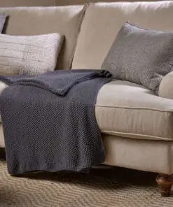 Nahan Moss Stitch Cotton Throw - Charcoal