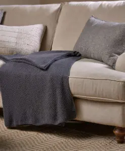Nahan Moss Stitch Cotton Throw - Charcoal