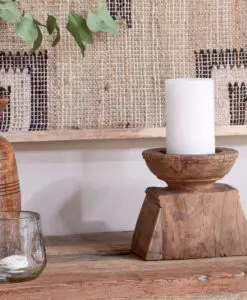 Thoko Reclaimed Square Candlestick - Dark Stain