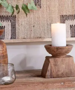 Thoko Reclaimed Square Candlestick - Dark Stain