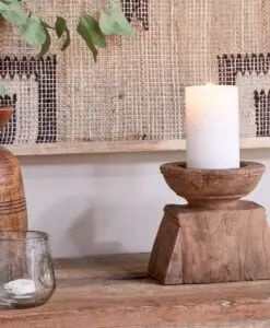 Thoko Reclaimed Square Candlestick - Dark Stain