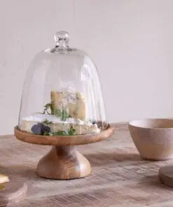 Kannati Mango Wood & Glass Cheese Stand