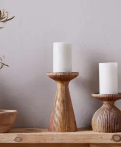 Omari Mango Wood Candlestick - Natural