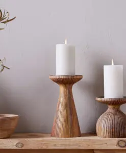 Omari Mango Wood Candlestick - Natural