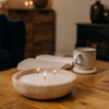 Candle Sand lit in Large Bowl showing multiple wick options