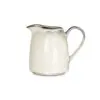 Malia Jug - Cream - Large by Nkuku showing the rounded stoneware body, 1890ml capacity, pouring lip, cream glaze variation and hand-painted line detail.