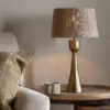 Marpha Antique Brass Table Lamp with sculptural antique brass design, ideal for bedside tables, reading corners and living room accent lighting.