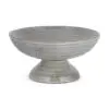Valinha Earthenware Footed Bowl - Grey by Nkuku, showing the wide shallow bowl shape, raised footed base, textured spiral pattern and layered grey glaze.