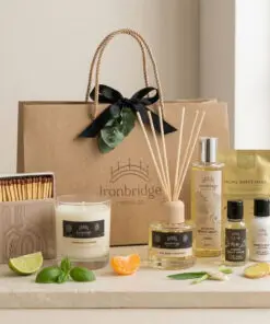 Candle & Skin Care Discovery Gift Set - with Lemongrass & Ginger Candle, Lime, Basil & Mandarin Reed Diffuser, Lime, Basil & Mandarin Hand wash & Lotion, and oasis body Wash