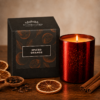 Spiced Orange Luxury Scented Candle in an Electroplated Ruby Glass - lit