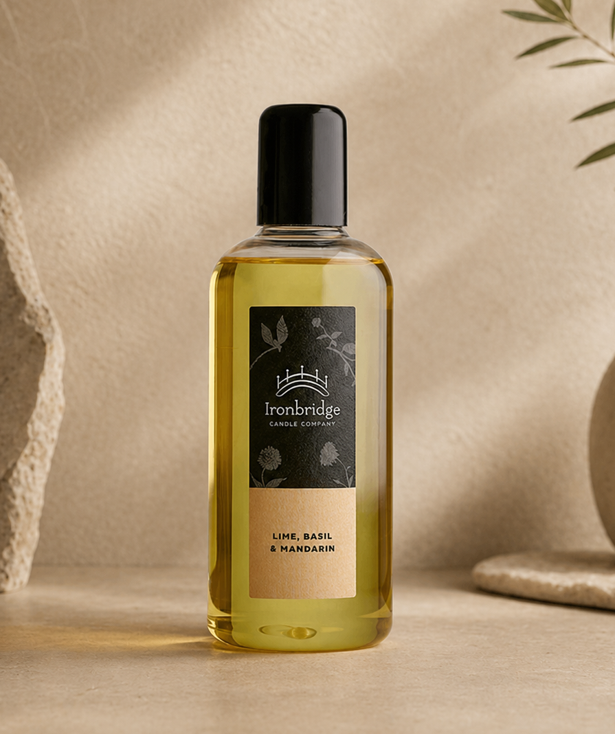 Lime, Basil & Mandarin 250ml reed diffuser refill with fresh citrus and basil fragrance