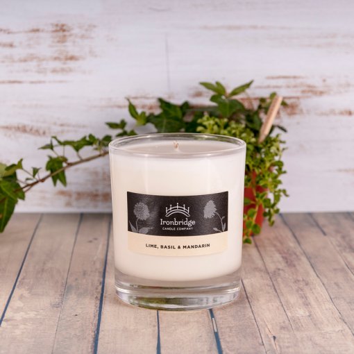 Lime, Basil & Mandarin 220g candle with zesty citrus and fresh basil fragrance