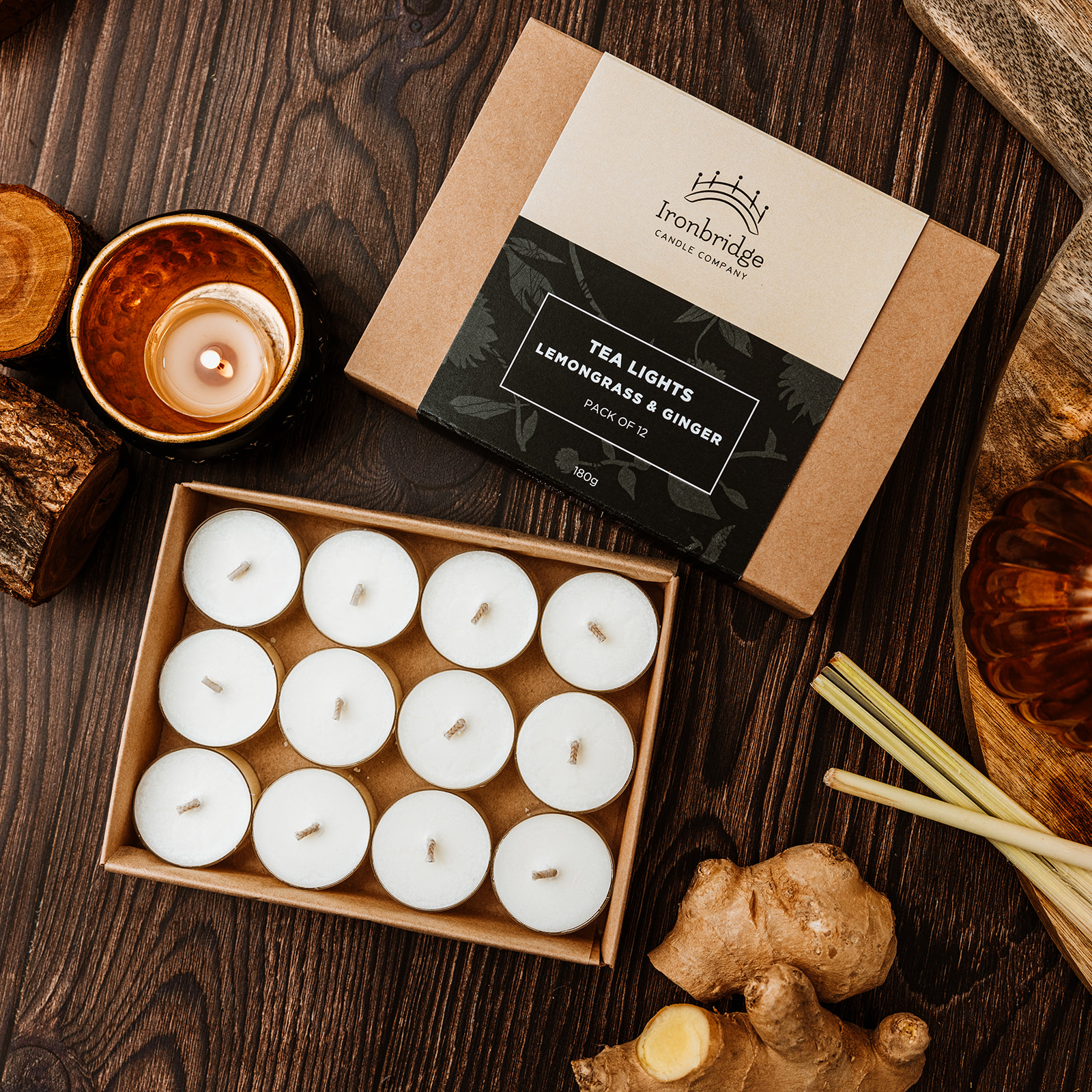 Lemongrass & Ginger Tealights (Pack of 12)