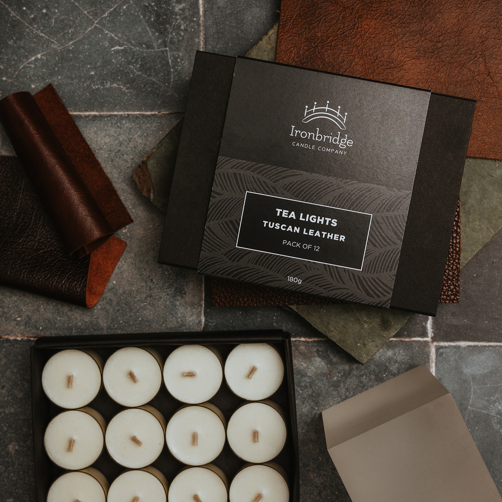 Tuscan Leather Luxury Tea Lights