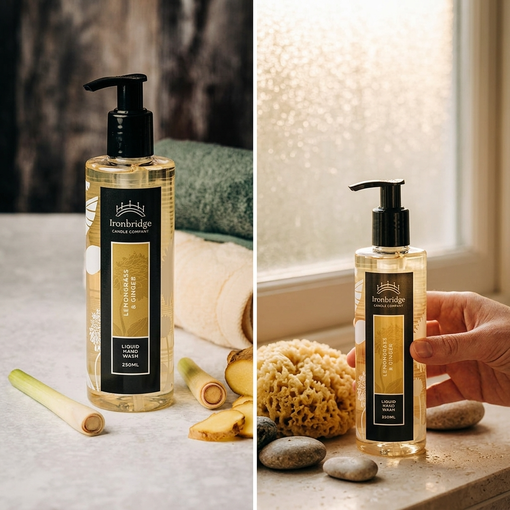 Lemongrass & Ginger 250ml liquid hand wash pump bottle with fresh, zesty citrus and warming ginger fragrance