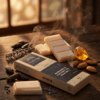 Effete wax melt snap bar styled in a luxurious lifestyle setting with soft floral and powdery fragrance notes