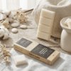Fresh Linen Wax Melt Snap Bar Lifestyle Image. Clean cotton fragrance with a soft, fresh-from-the-line finish