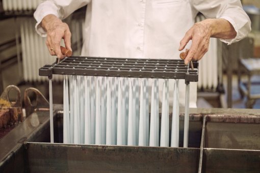 ester & erik taper candles in production