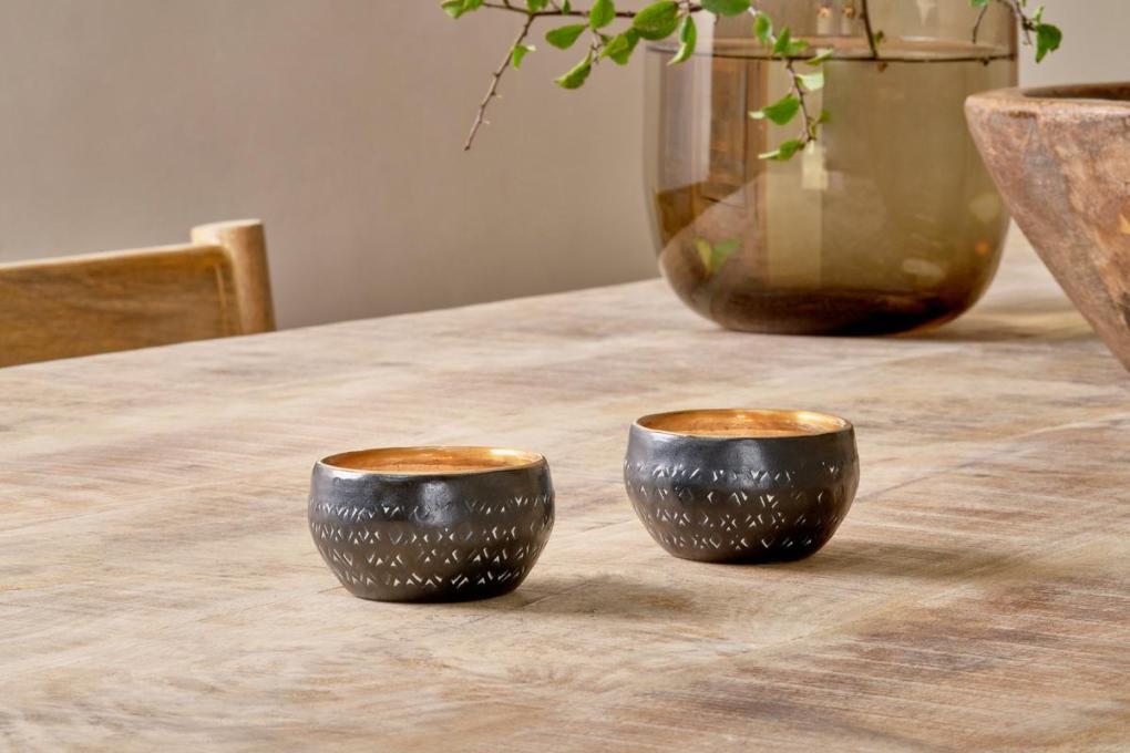 Darani Tealights - Black & Antique Brass (Set of 2)