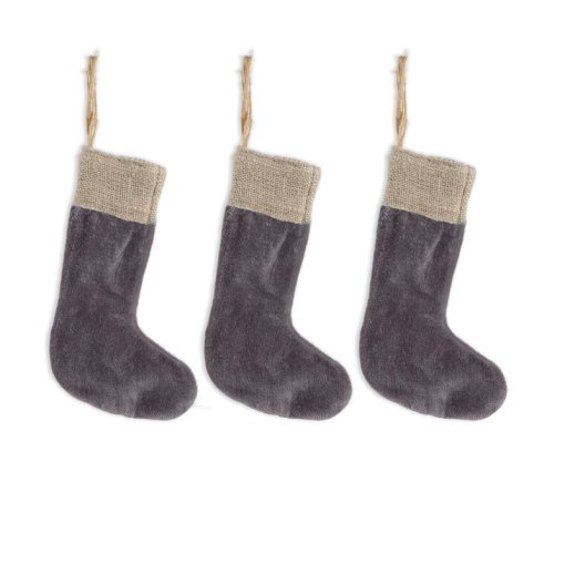 Karru Cotton Velvet Mini Stocking - Charcoal - Set Of 3