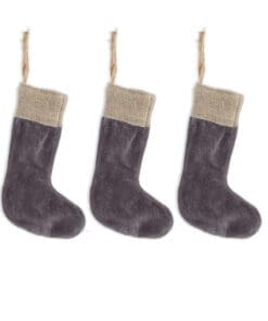 Karru Cotton Velvet Mini Stocking - Charcoal - Set Of 3
