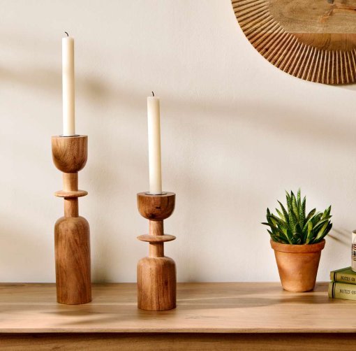 Sibu Acacia Wood Candlestick Holder Collection