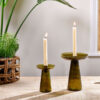 Avyn Recylcled Glass Candle Holder - Forest Green