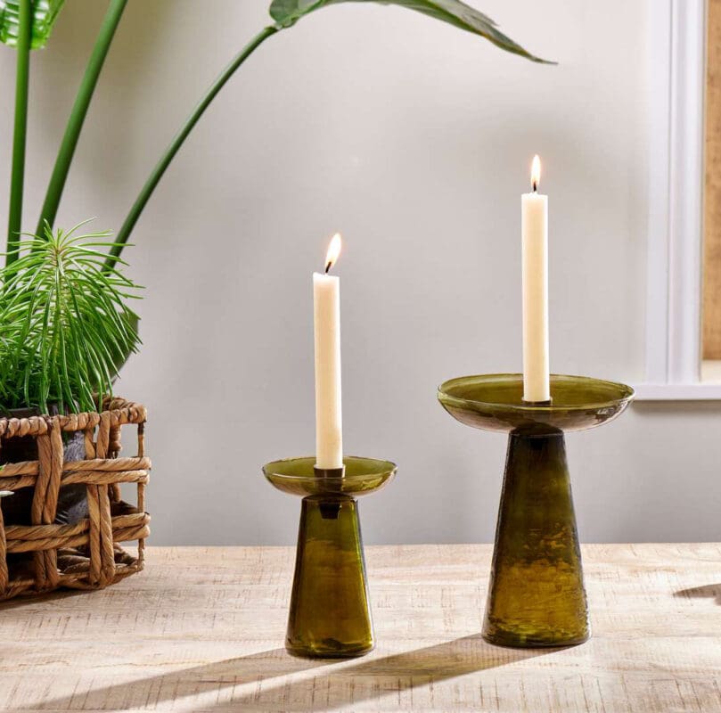 Avyn Recylcled Glass Candle Holder - Forest Green - Ironbridge Candle