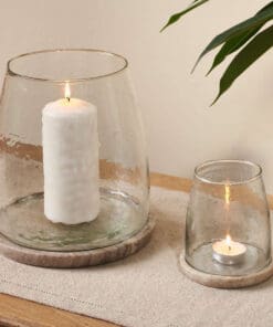 Sikkim Marble And Recycled Glass Lantern - Clear