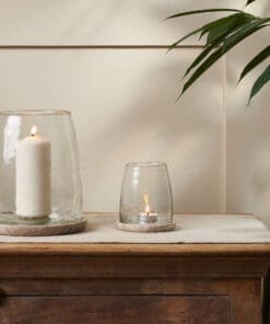 Sikkim Marble And Recycled Glass Lantern - Clear